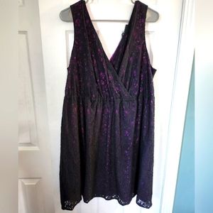 Lane Bryant Black and Pink/Purple Lace Cocktail Dress 16